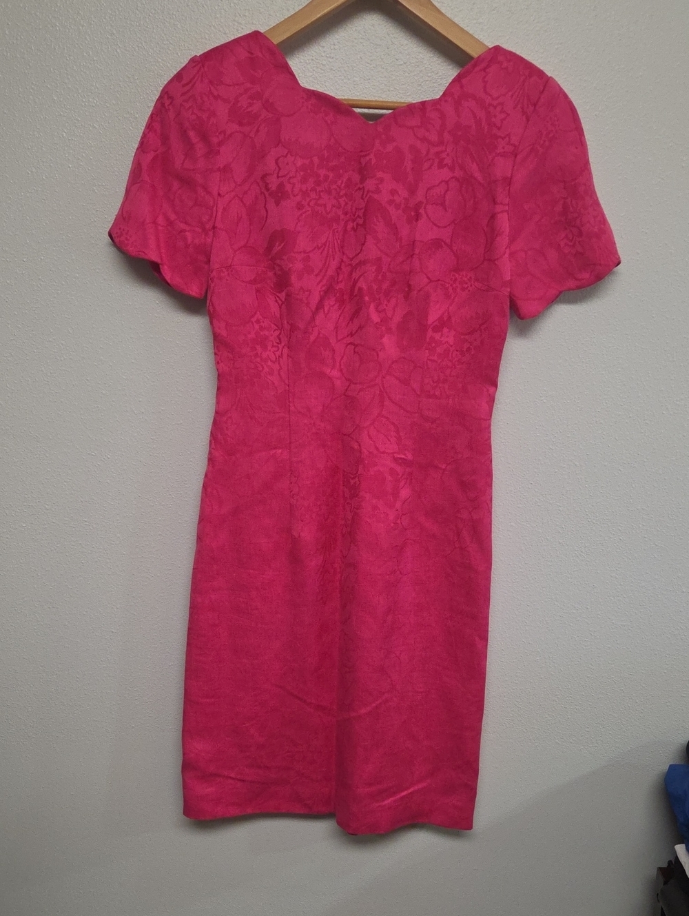Talbots Hot Pink Floral Jacquard Sheath Dress